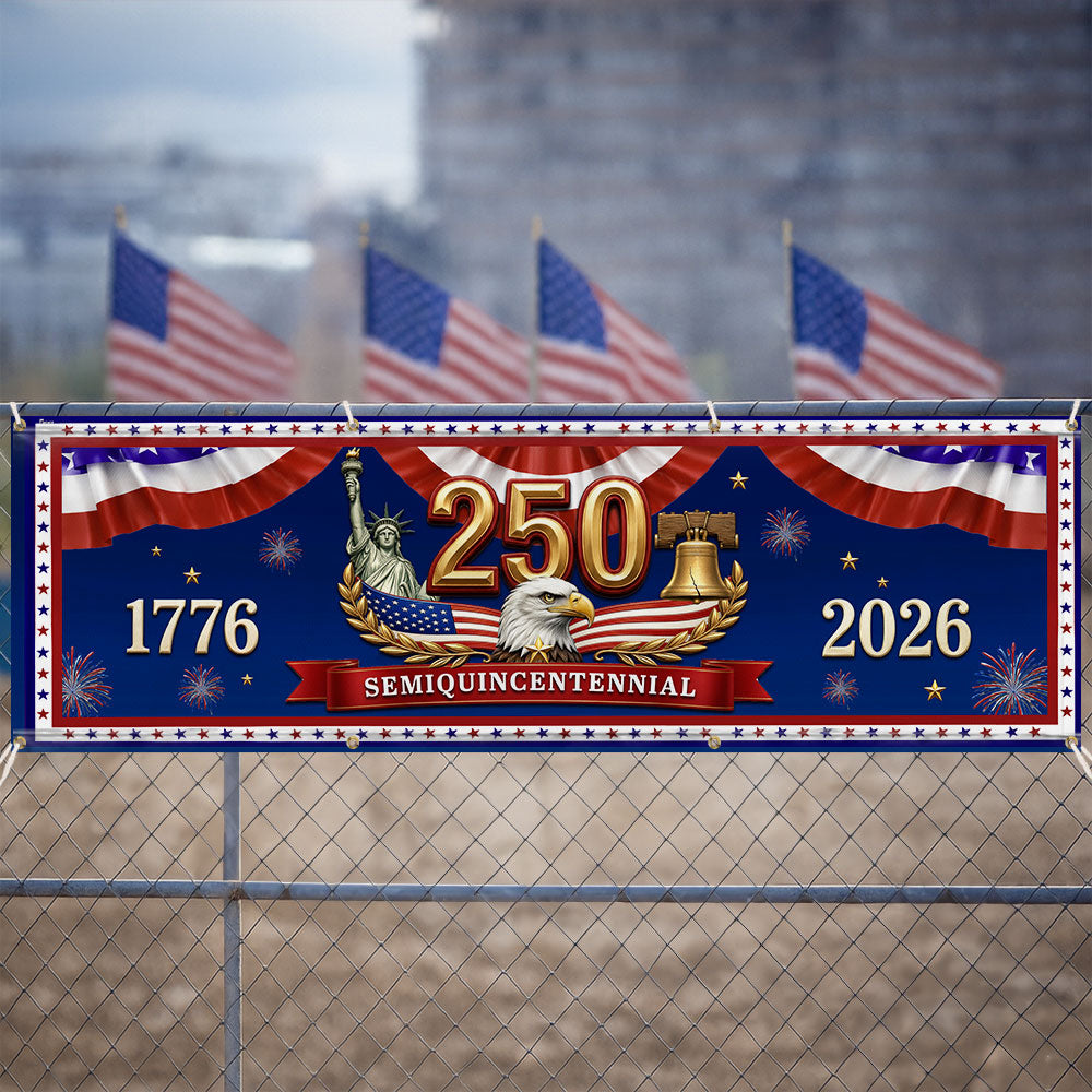 Patriotic USA Fence Banner 250th Semiquincentennial 1776-2026
