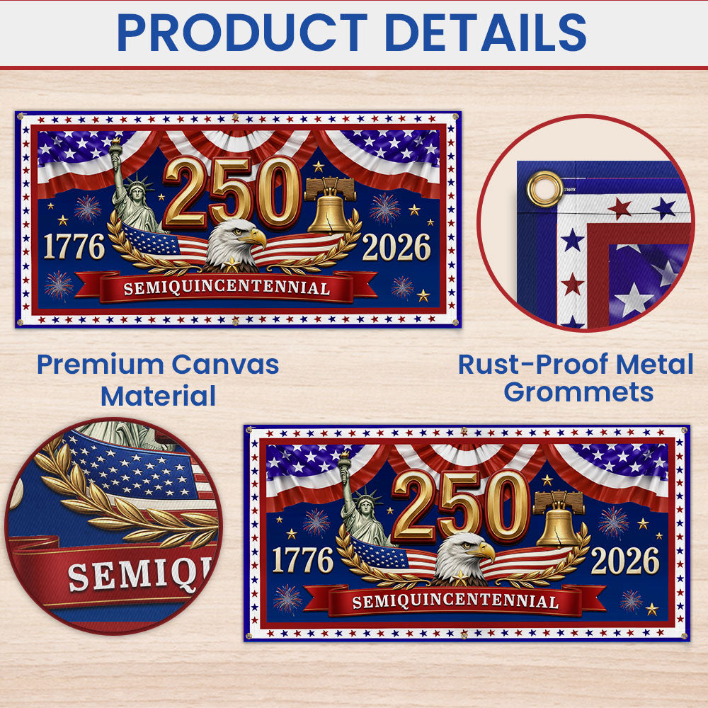 Patriotic USA Fence Banner 250th Semiquincentennial 1776-2026
