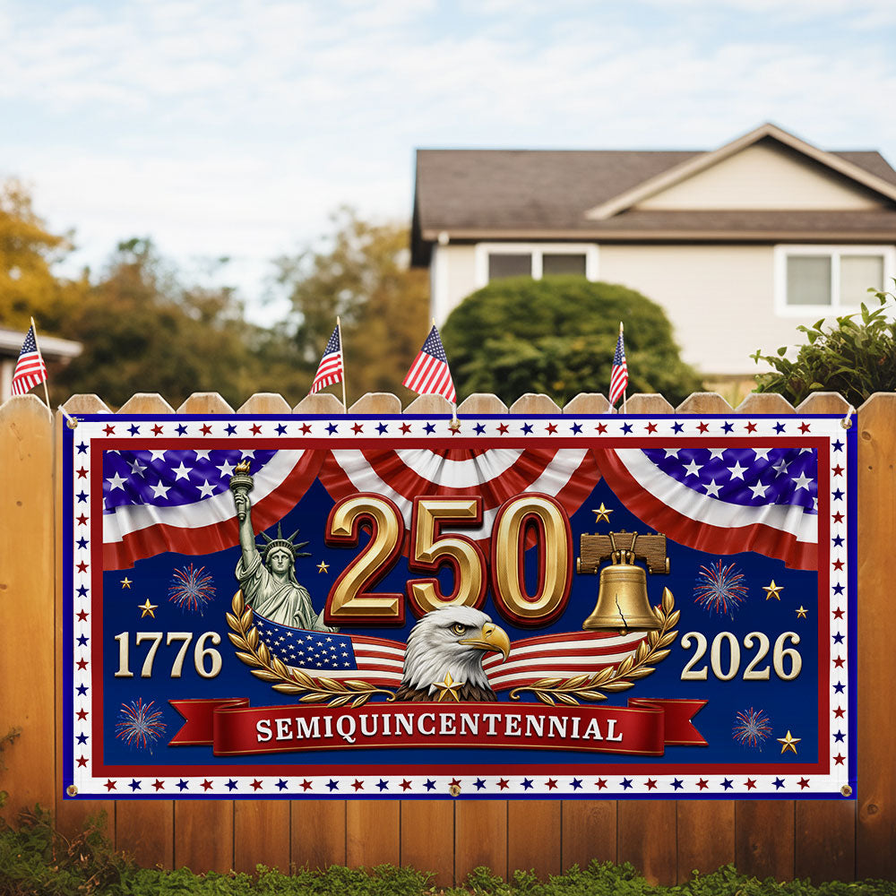 Patriotic USA Fence Banner 250th Semiquincentennial 1776-2026