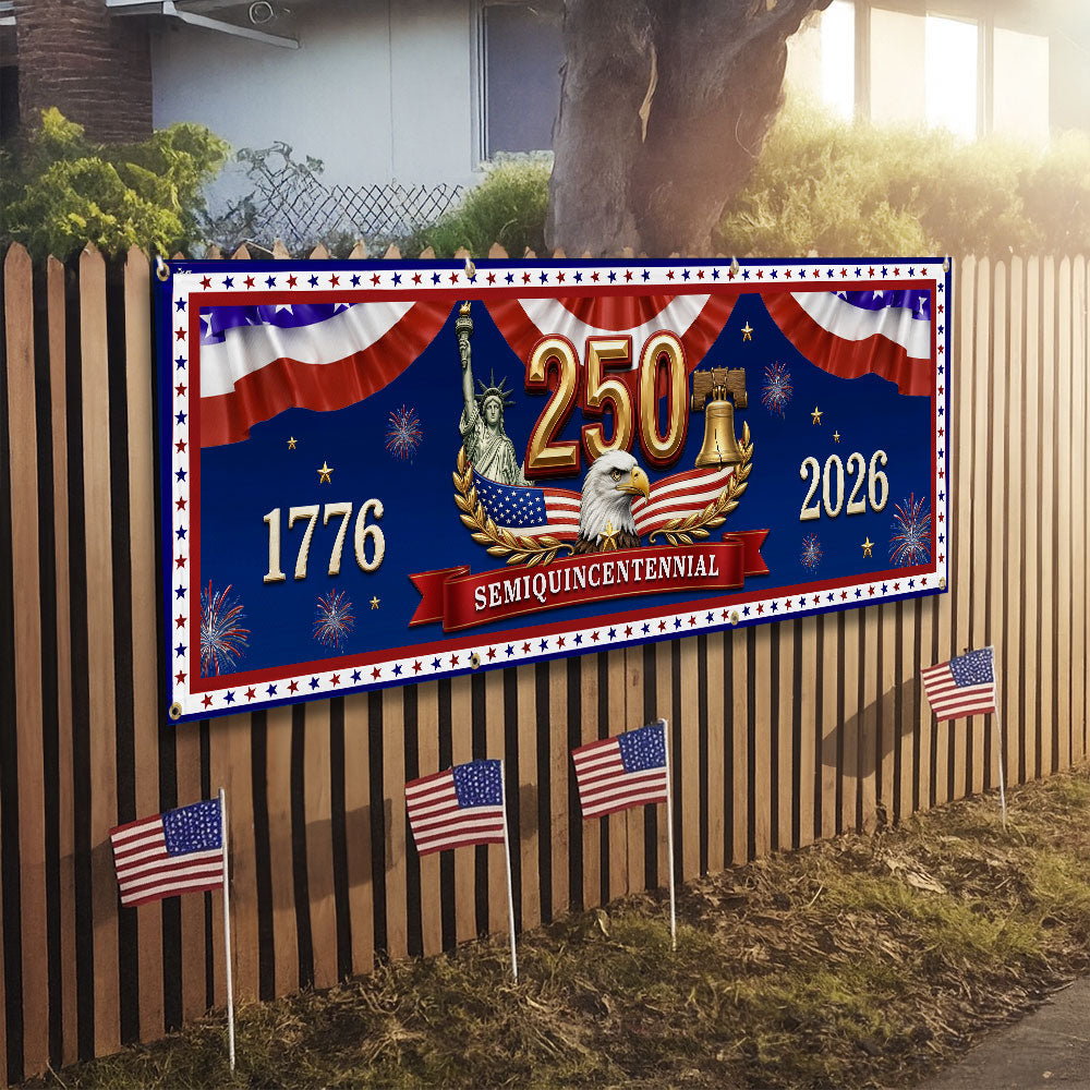 Patriotic USA Fence Banner 250th Semiquincentennial 1776-2026