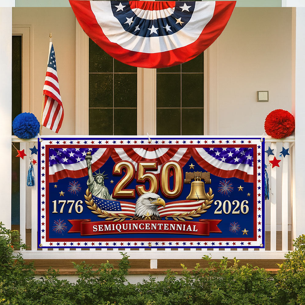 Patriotic USA Fence Banner 250th Semiquincentennial 1776-2026