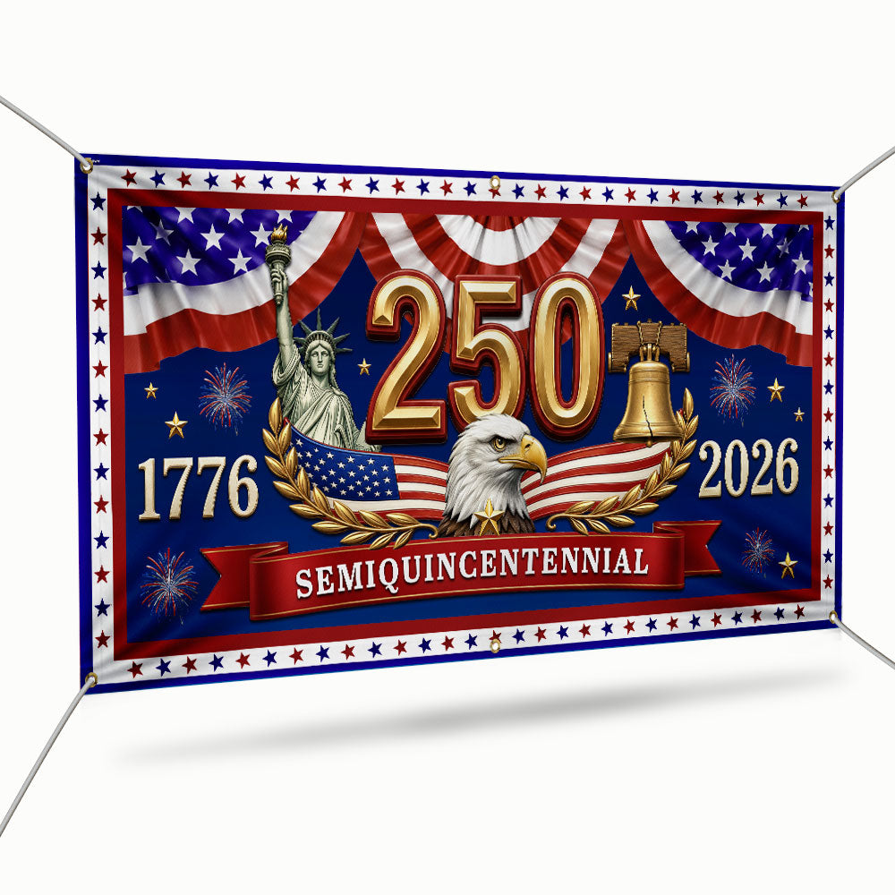 Patriotic USA Fence Banner 250th Semiquincentennial 1776-2026