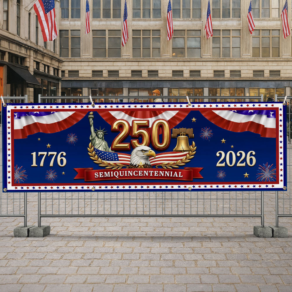 Patriotic USA Fence Banner 250th Semiquincentennial 1776-2026