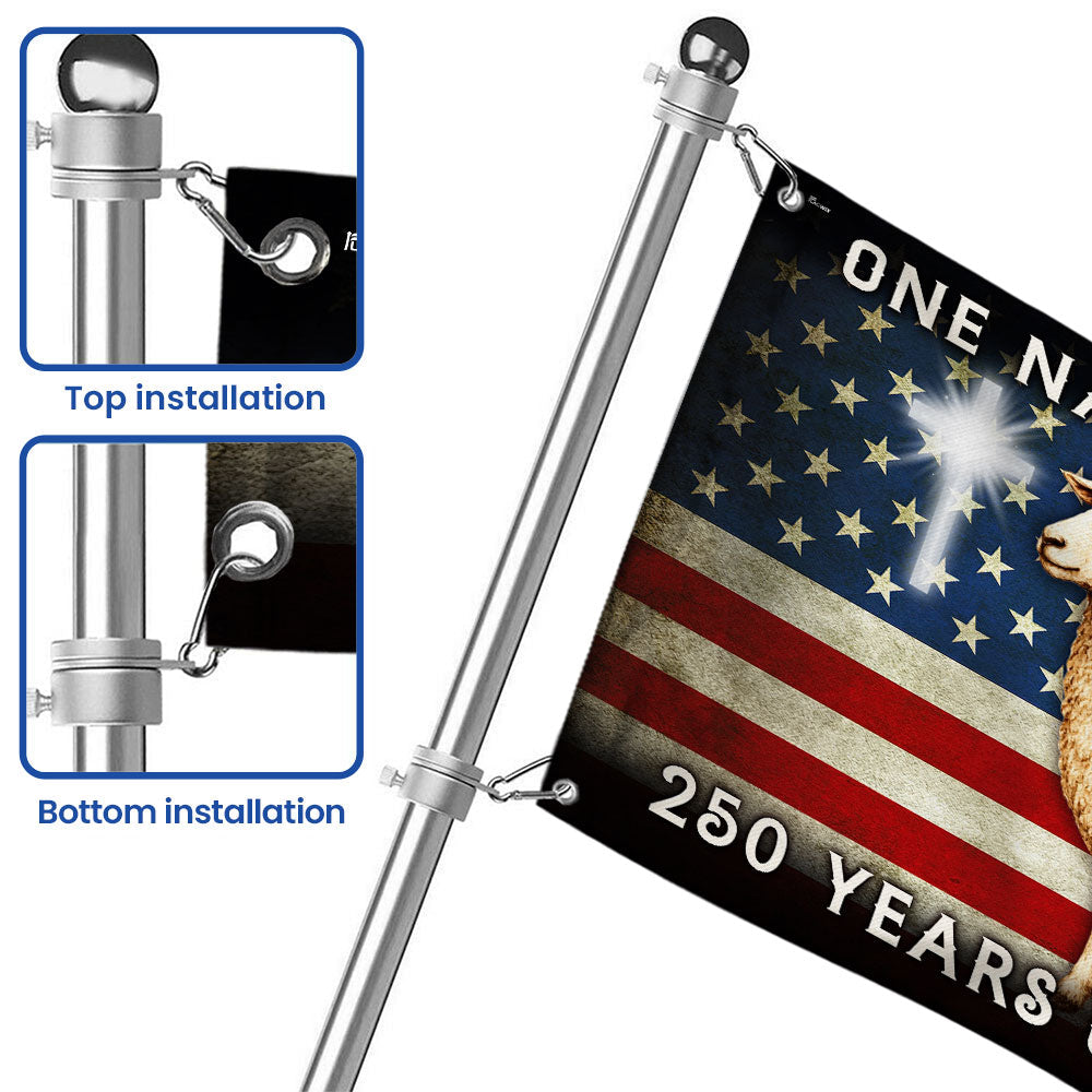 One Nation Under God Sheep Flag - 250 Years of Blessings Canvas Grommet Flag