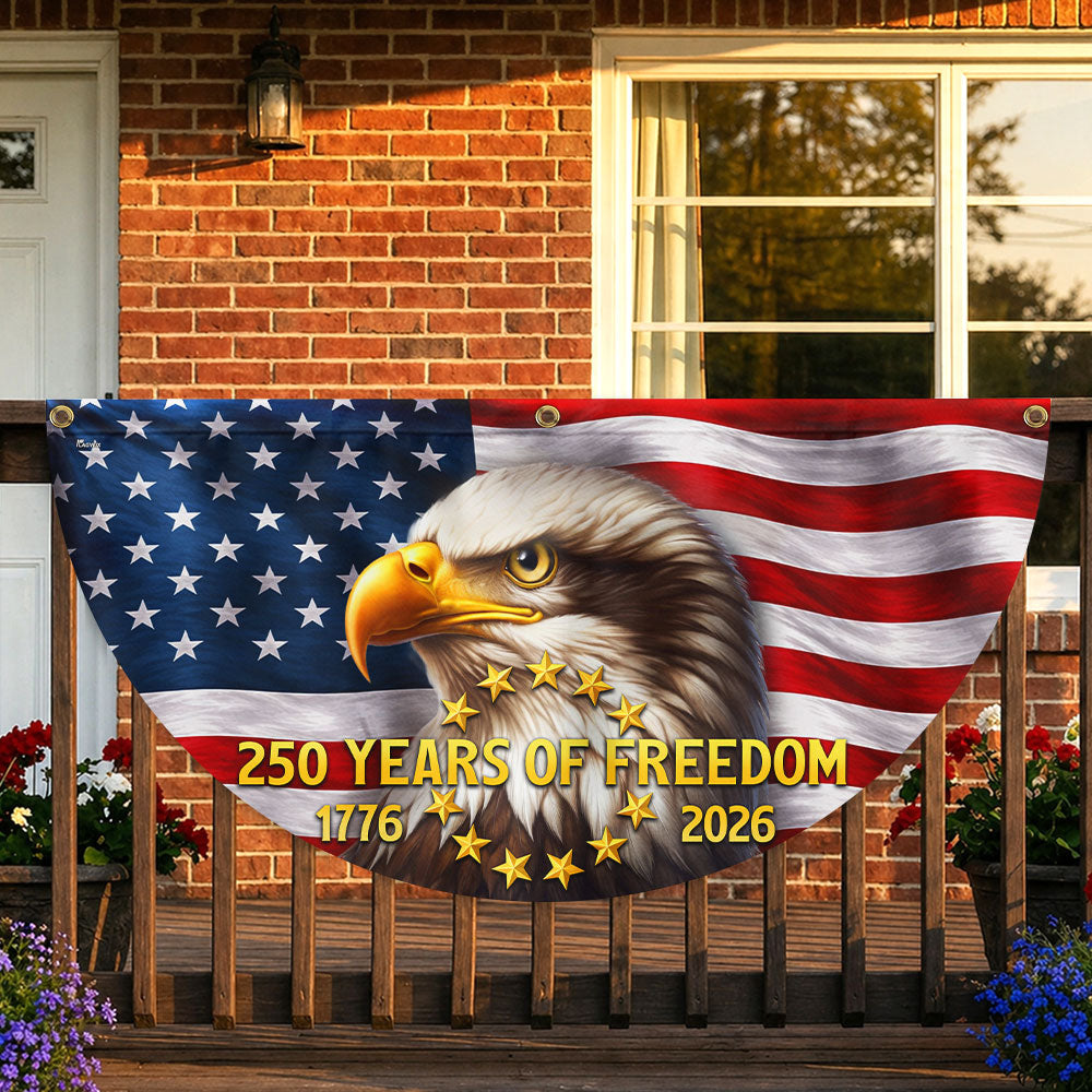 Patriotic Bald Eagle Fan Flag 250 Years We the People 3x6ft