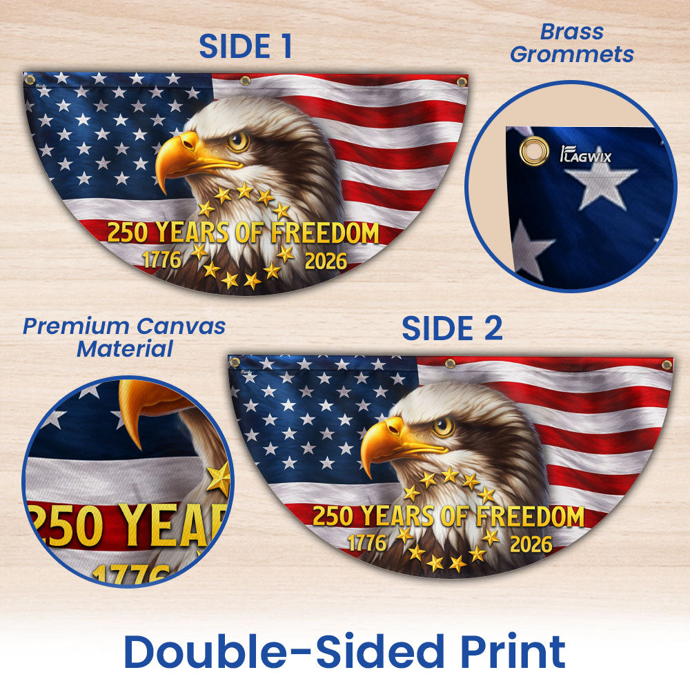 Patriotic Bald Eagle Fan Flag 250 Years We the People 3x6ft