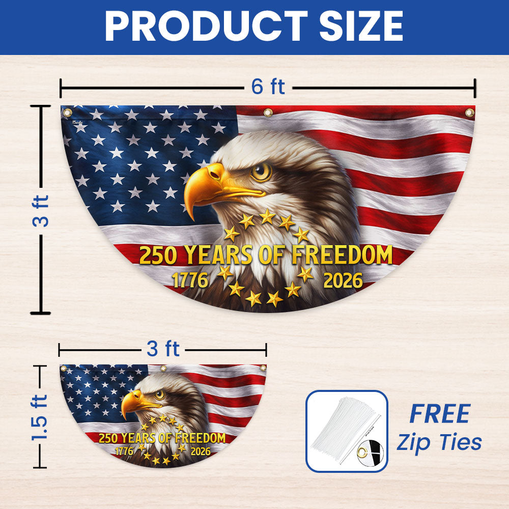 Patriotic Bald Eagle Fan Flag 250 Years We the People 3x6ft