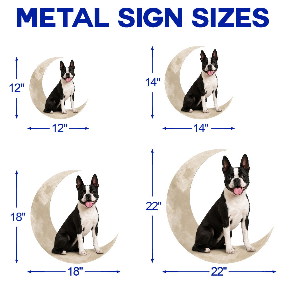 Boston Terrier Moon Metal Wall Sign Decor