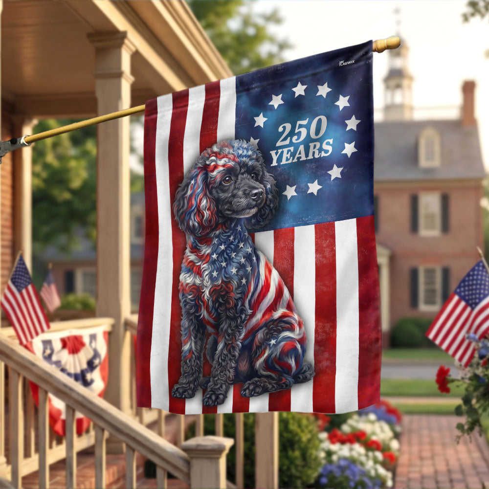 Patriotic Poodle Garden Flag 250th Anniversary Double-Sided Canvas Decor