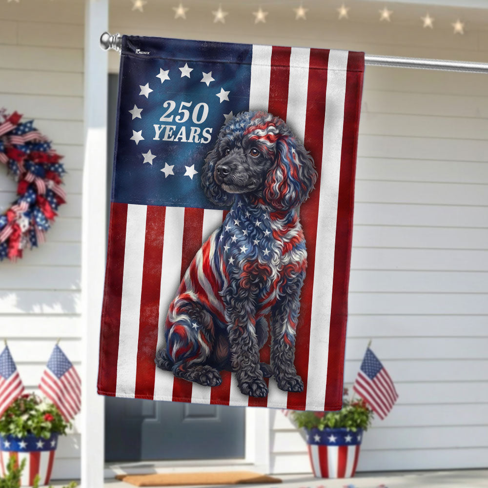 Patriotic Poodle Garden Flag 250th Anniversary Double-Sided Canvas Decor