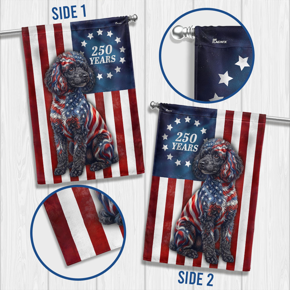 Patriotic Poodle Garden Flag 250th Anniversary Double-Sided Canvas Decor