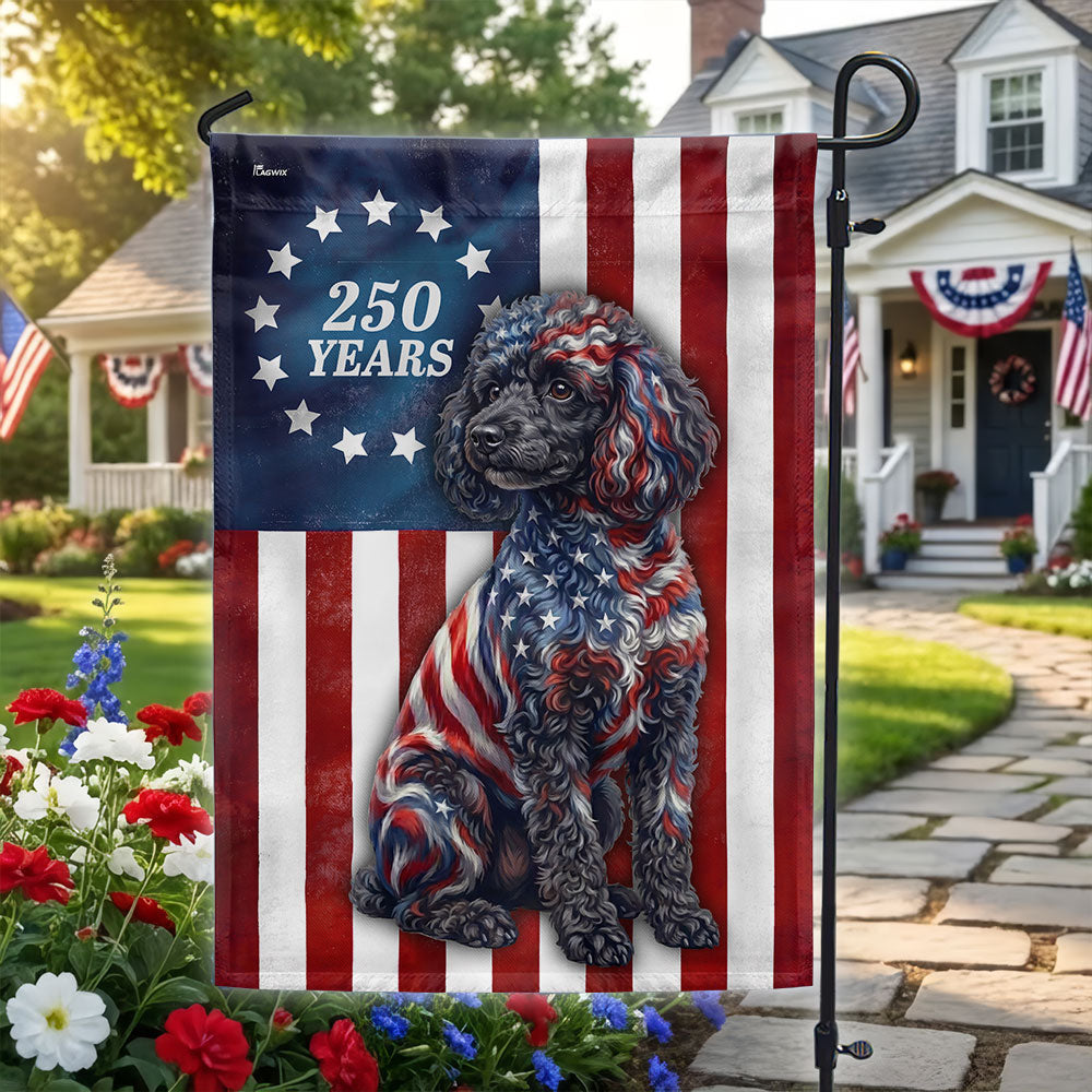 Patriotic Poodle Garden Flag 250th Anniversary Double-Sided Canvas Decor
