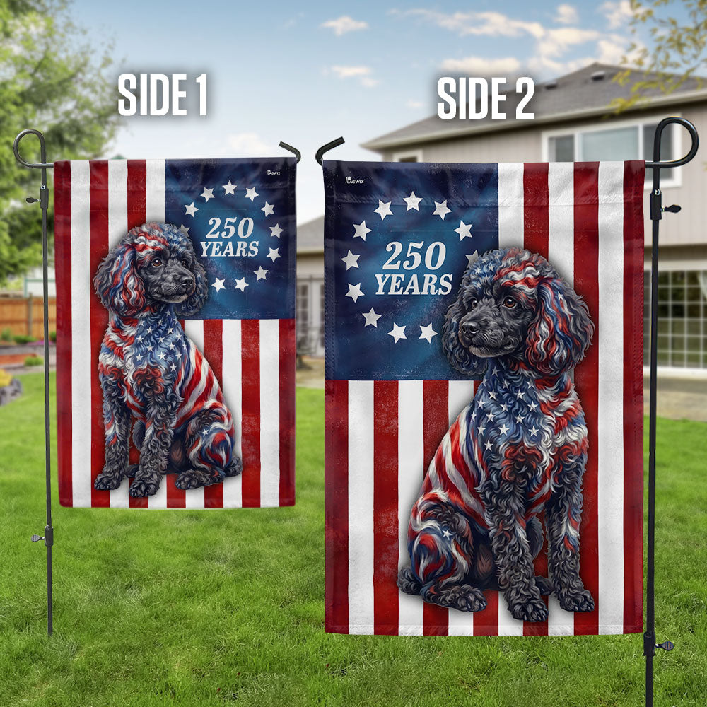 Patriotic Poodle Garden Flag 250th Anniversary Double-Sided Canvas Decor