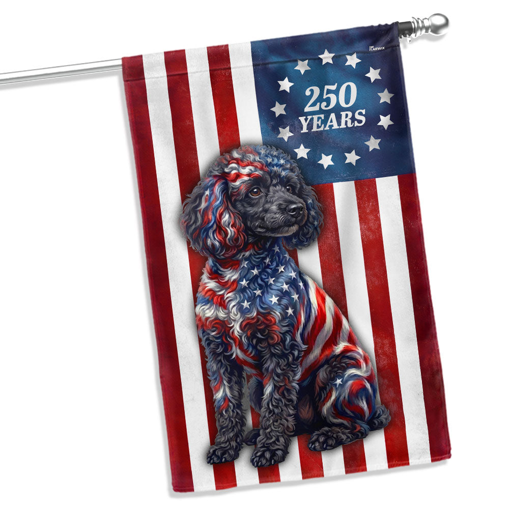 Patriotic Poodle Garden Flag 250th Anniversary Double-Sided Canvas Decor