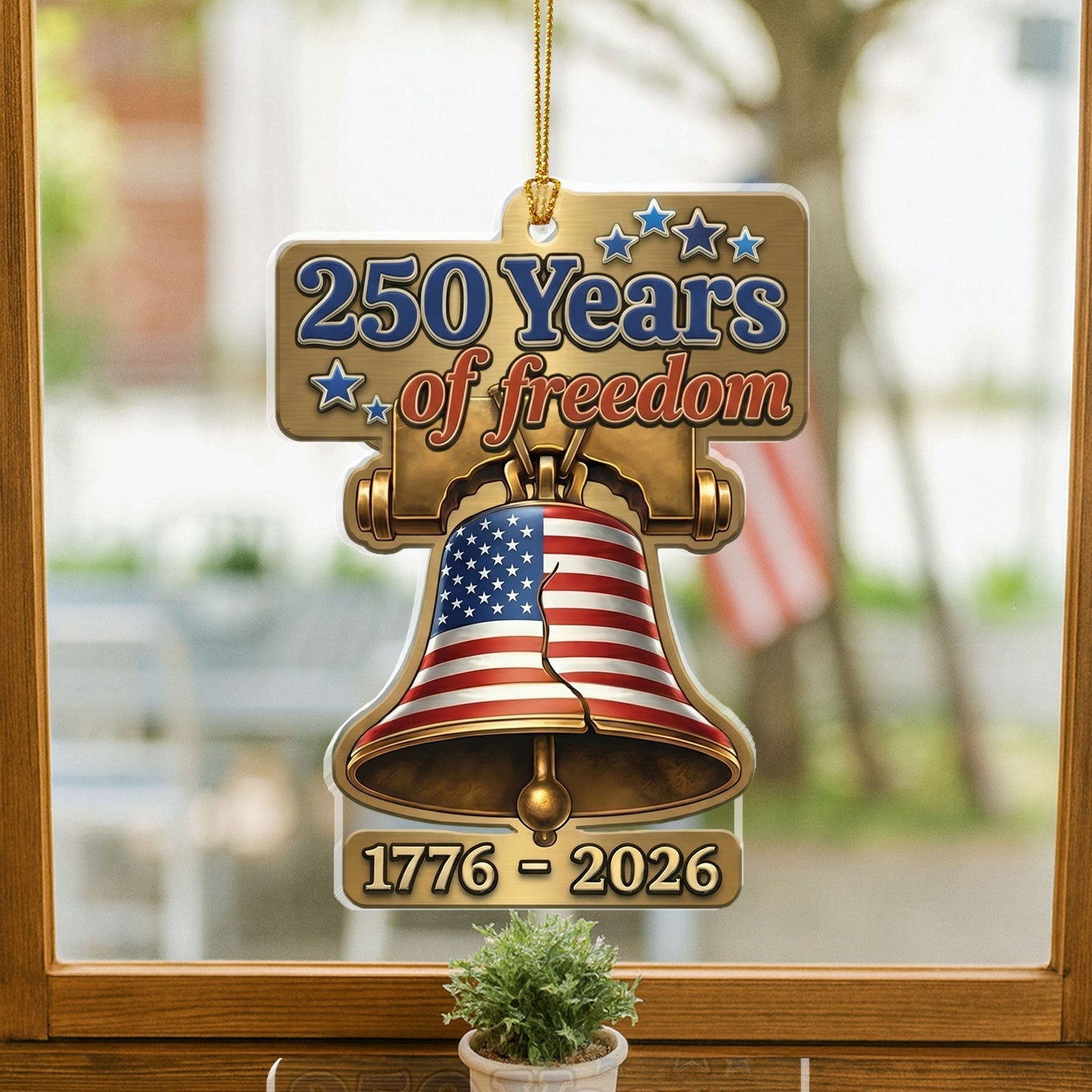 250 Years of Freedom Liberty Bell Ornament - Acrylic Patriotic Hanging Decor