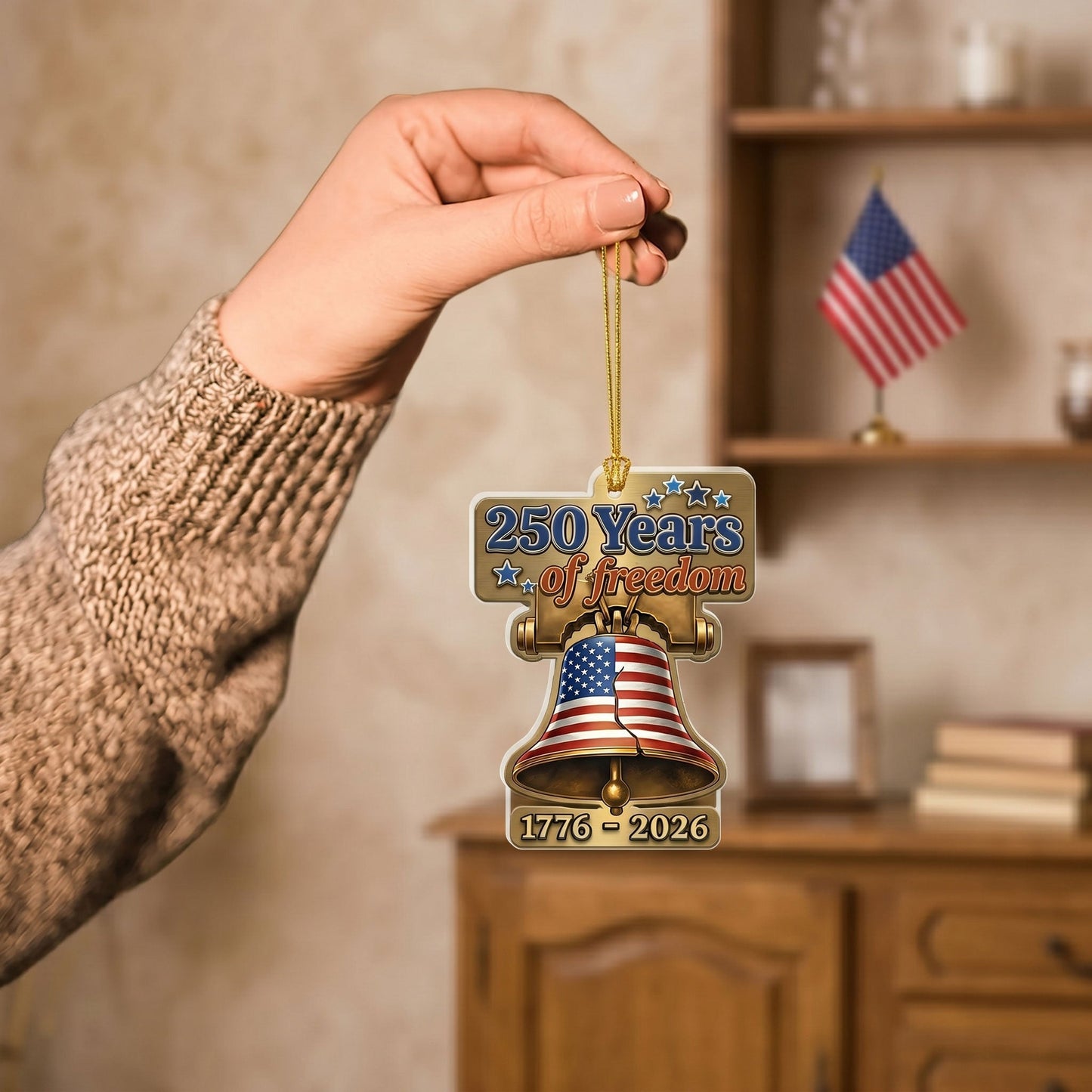 250 Years of Freedom Liberty Bell Ornament - Acrylic Patriotic Hanging Decor