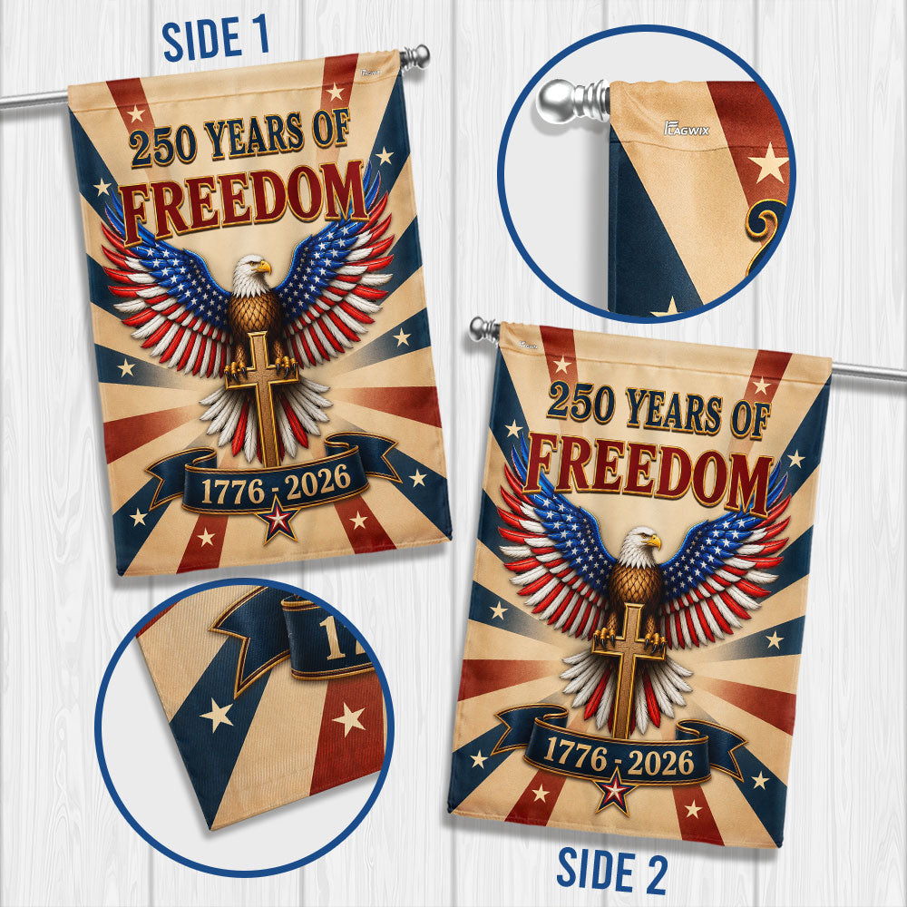 Christian American Garden Flag with Patriotic Eagle and Cross, 250 Years 1776-2026