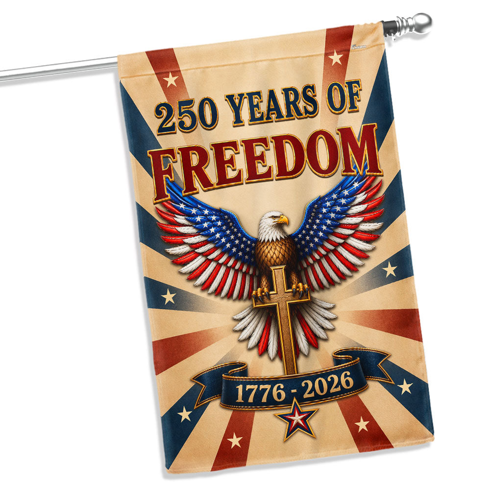 Christian American Garden Flag with Patriotic Eagle and Cross, 250 Years 1776-2026