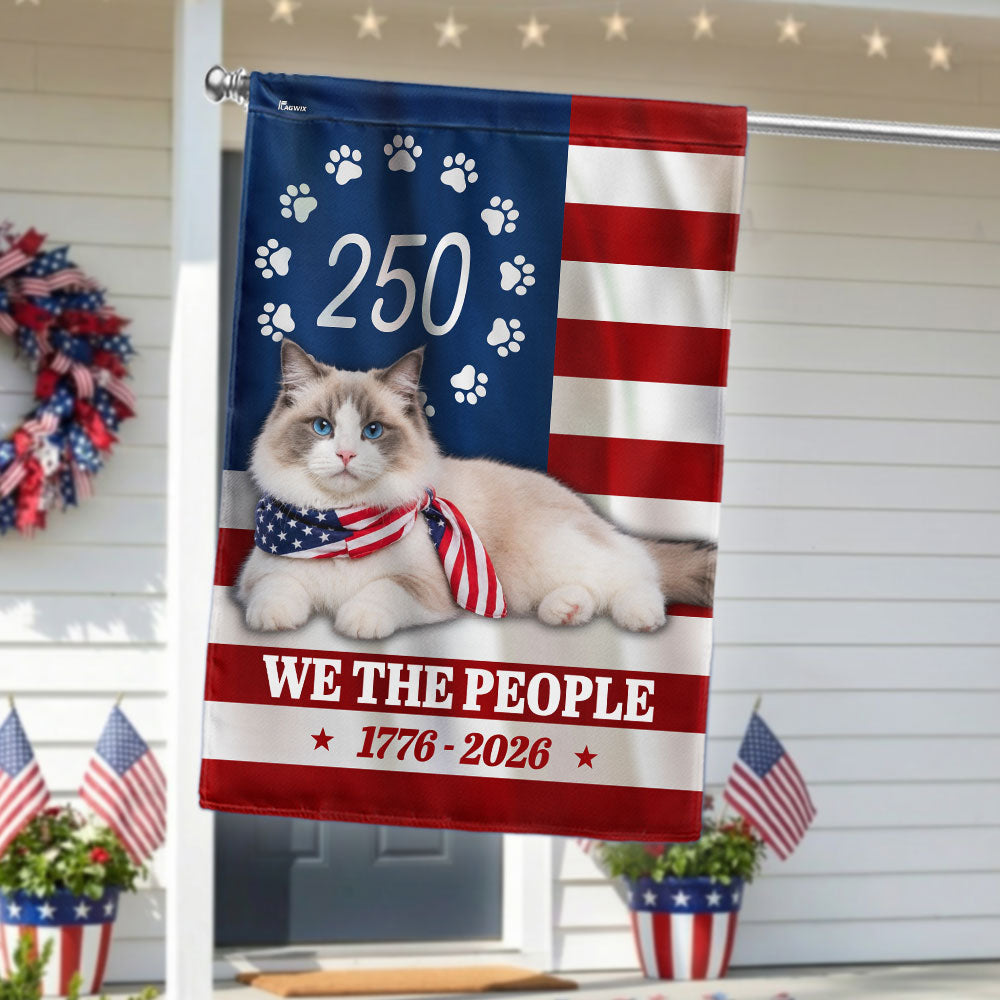 Ragdoll Cat Garden Flag 250 Years 1776-2026 Double-Sided Canvas Decor