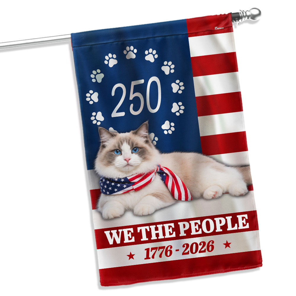 Ragdoll Cat Garden Flag 250 Years 1776-2026 Double-Sided Canvas Decor