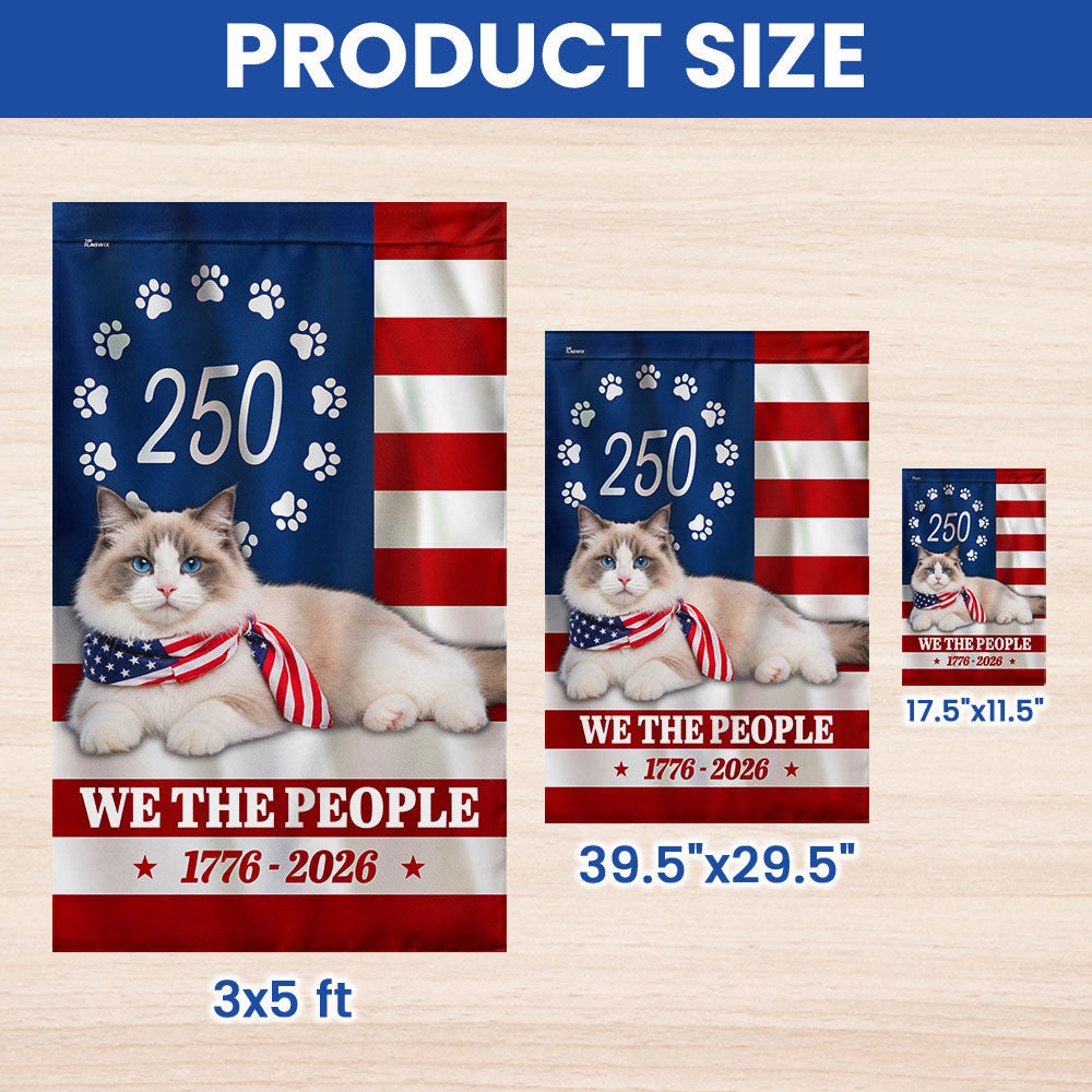 Ragdoll Cat Garden Flag 250 Years 1776-2026 Double-Sided Canvas Decor