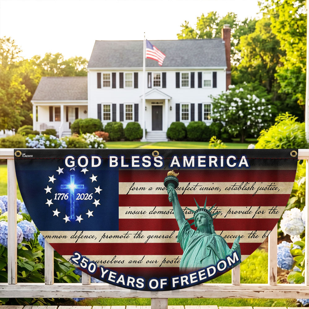 Patriotic 250-Year Canvas Fan Flag, God Bless America 1776-2026