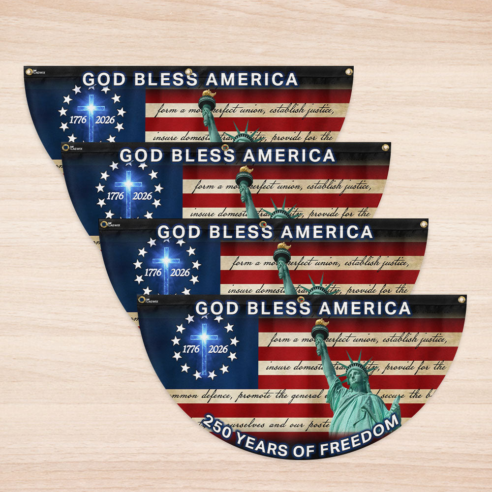 Patriotic 250-Year Canvas Fan Flag, God Bless America 1776-2026