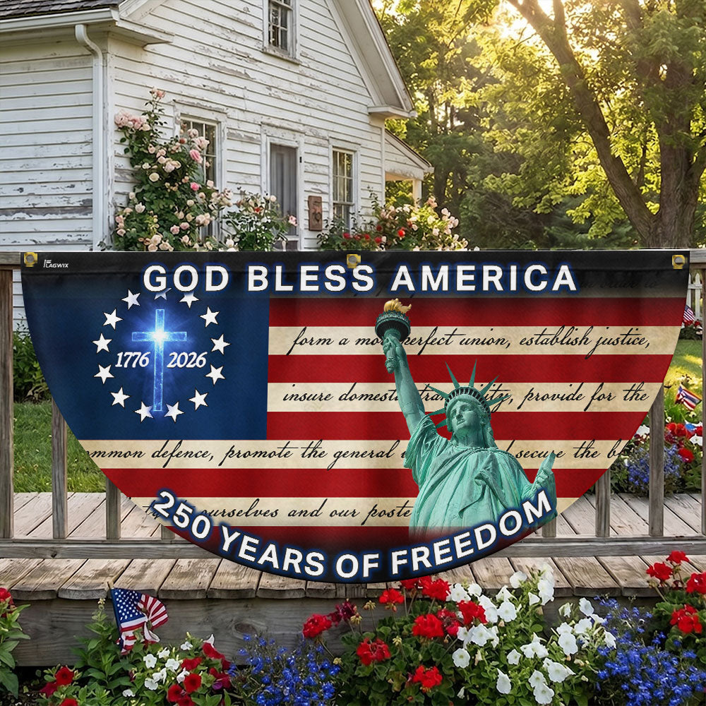Patriotic 250-Year Canvas Fan Flag, God Bless America 1776-2026