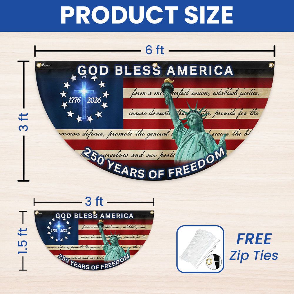 Patriotic 250-Year Canvas Fan Flag, God Bless America 1776-2026