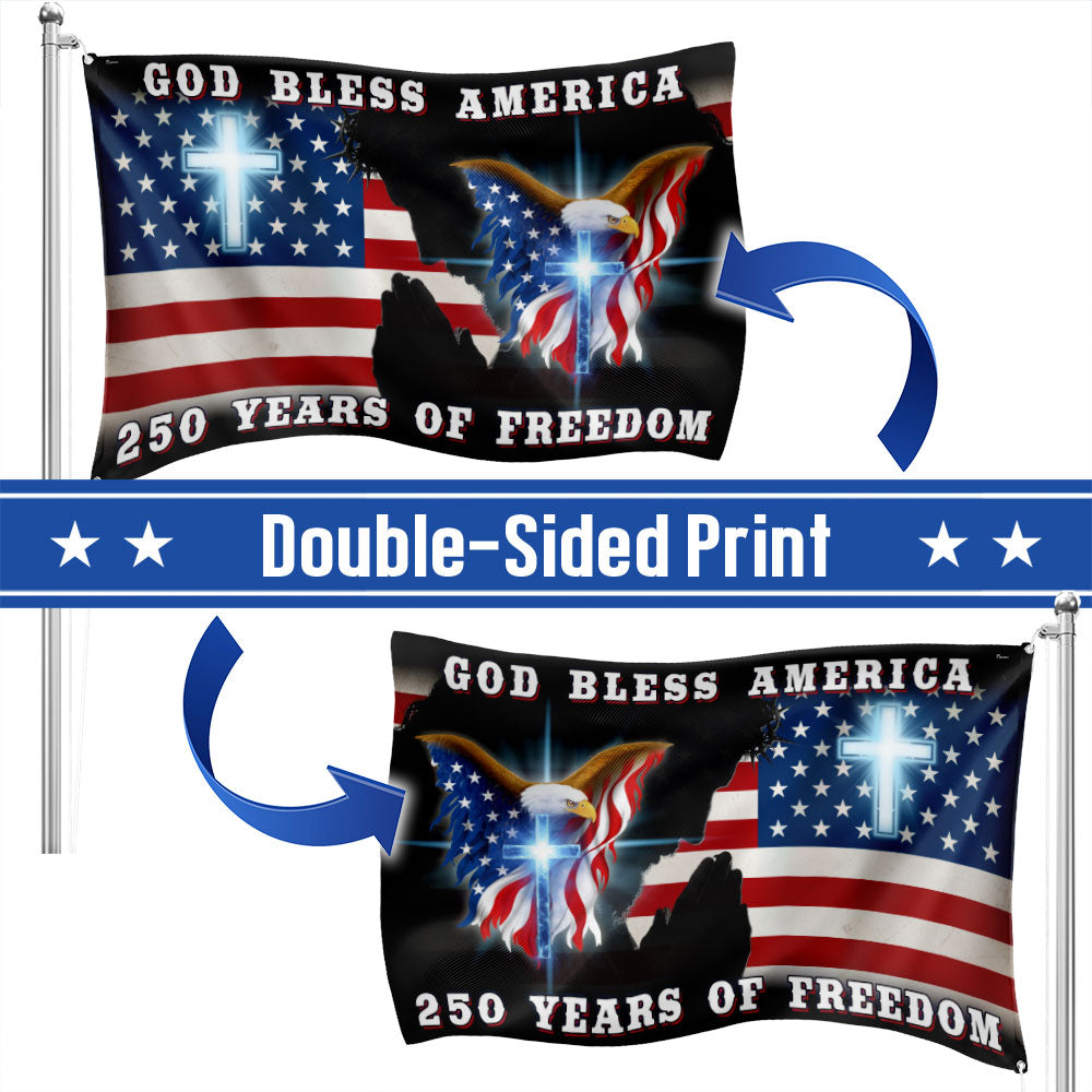 Double-Sided Canvas Jesus American Flag with Grommets - 250 Years of Freedom