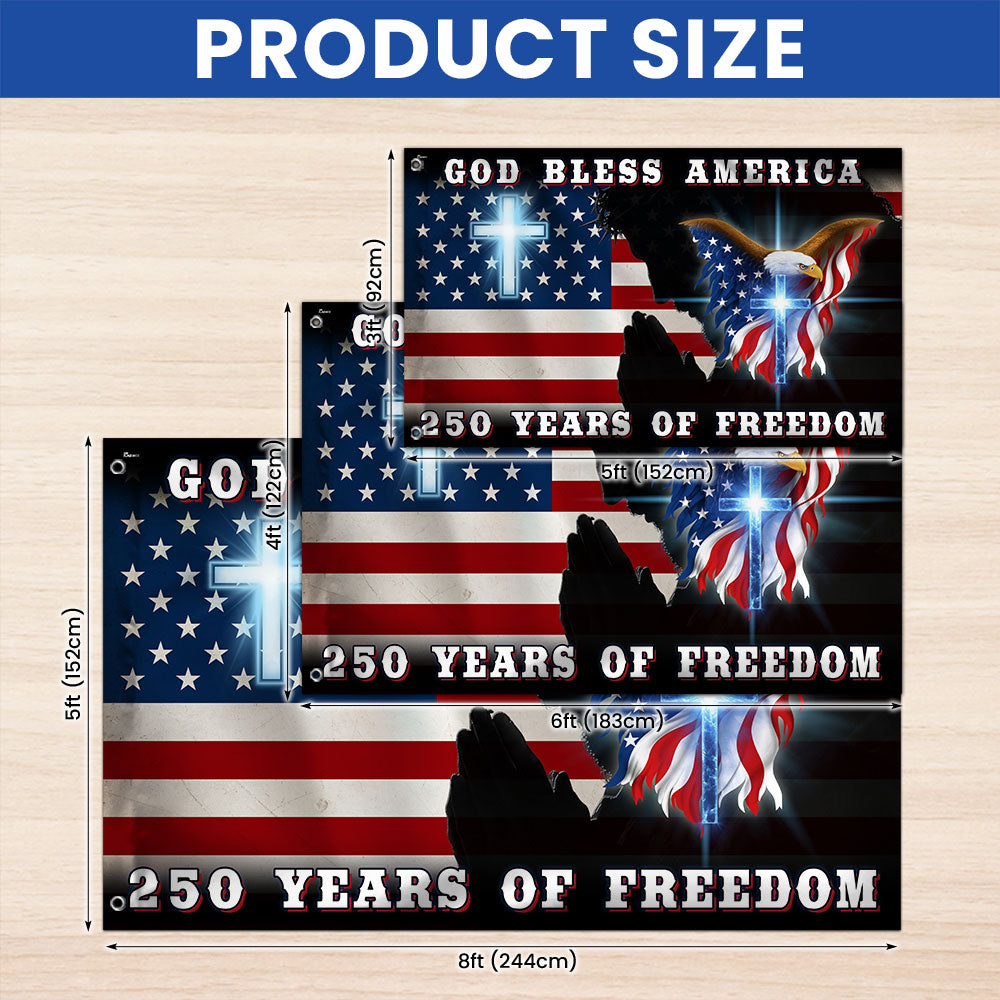Double-Sided Canvas Jesus American Flag with Grommets - 250 Years of Freedom