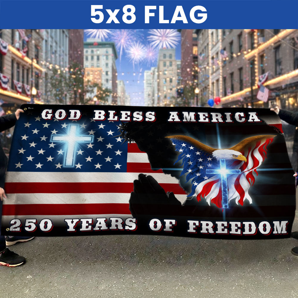 Double-Sided Canvas Jesus American Flag with Grommets - 250 Years of Freedom
