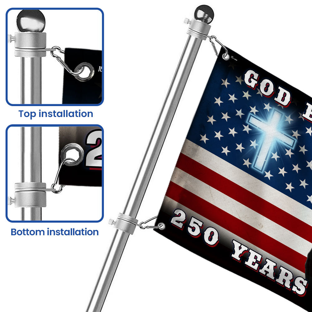 Double-Sided Canvas Jesus American Flag with Grommets - 250 Years of Freedom