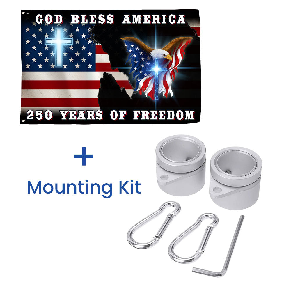 Double-Sided Canvas Jesus American Flag with Grommets - 250 Years of Freedom