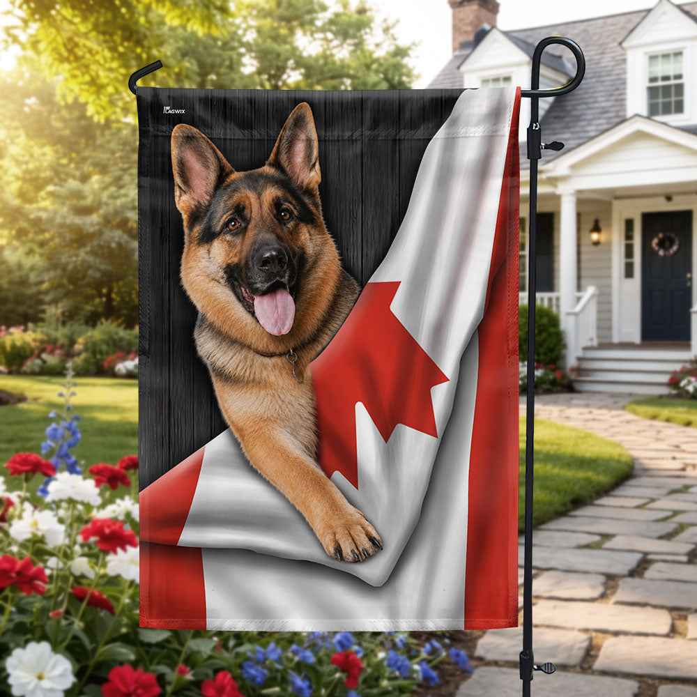 Canadian German Shepherd Garden Flag - Double-Sided Canvas Decor