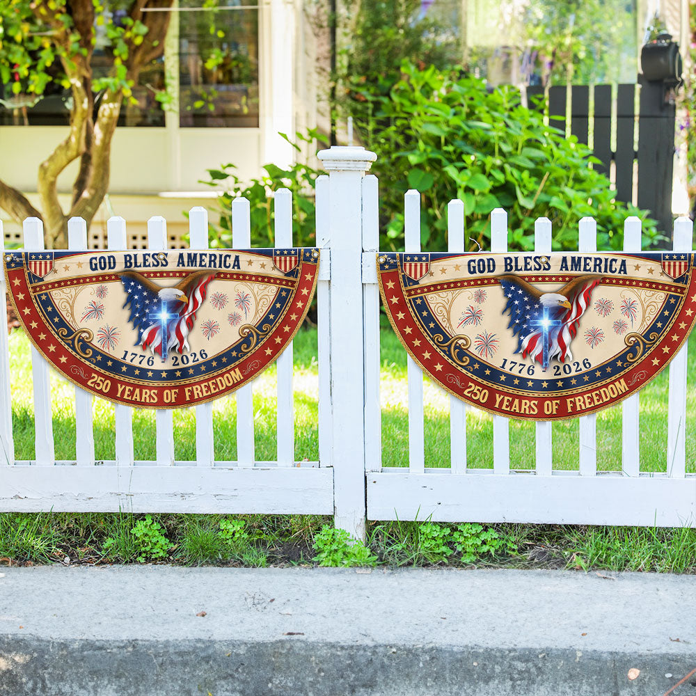 God Bless America Eagle Cross Fan Flag - 250 Years Patriotic Canvas Decor