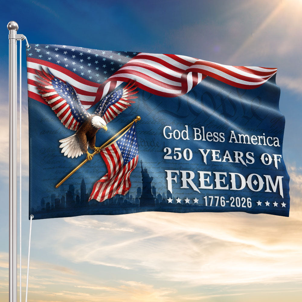 God Bless America Grommet Flag 1776-2026 250 Years of Freedom