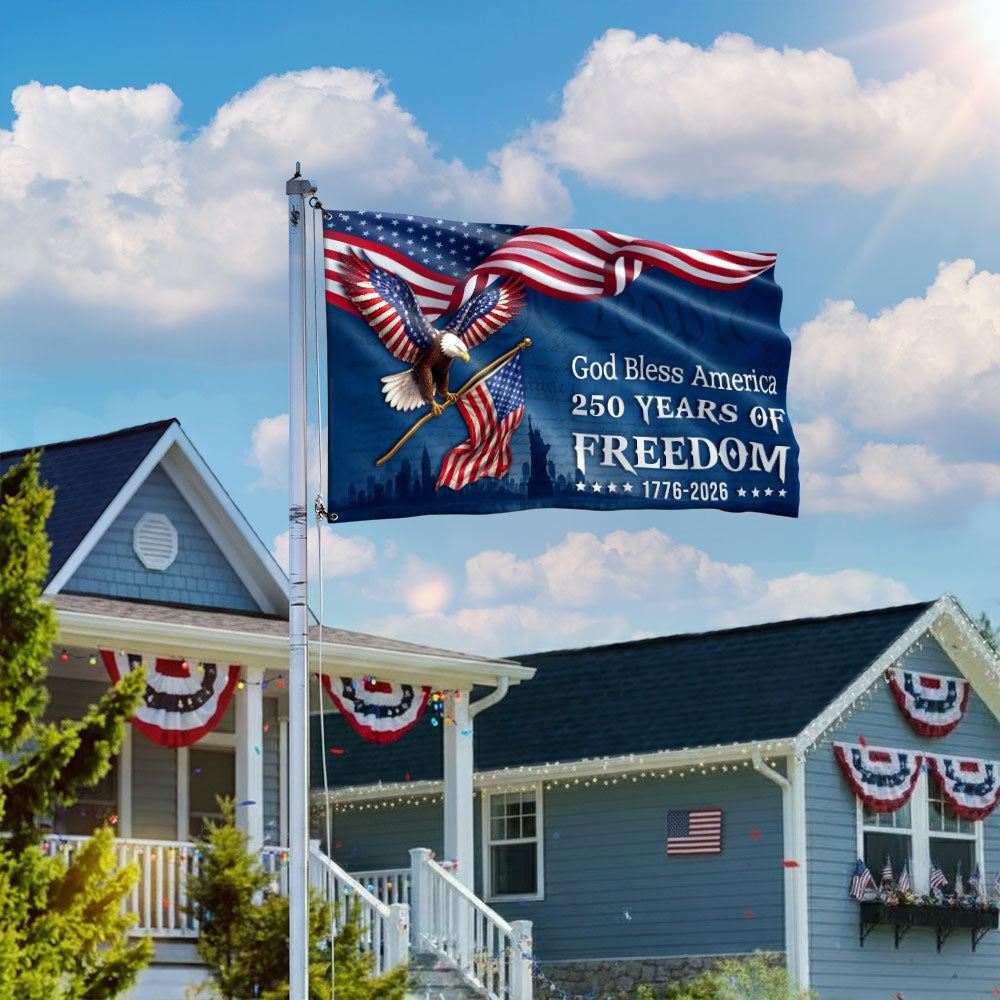 God Bless America Grommet Flag 1776-2026 250 Years of Freedom