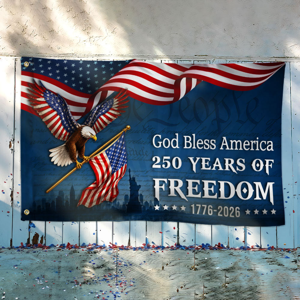 God Bless America Grommet Flag 1776-2026 250 Years of Freedom