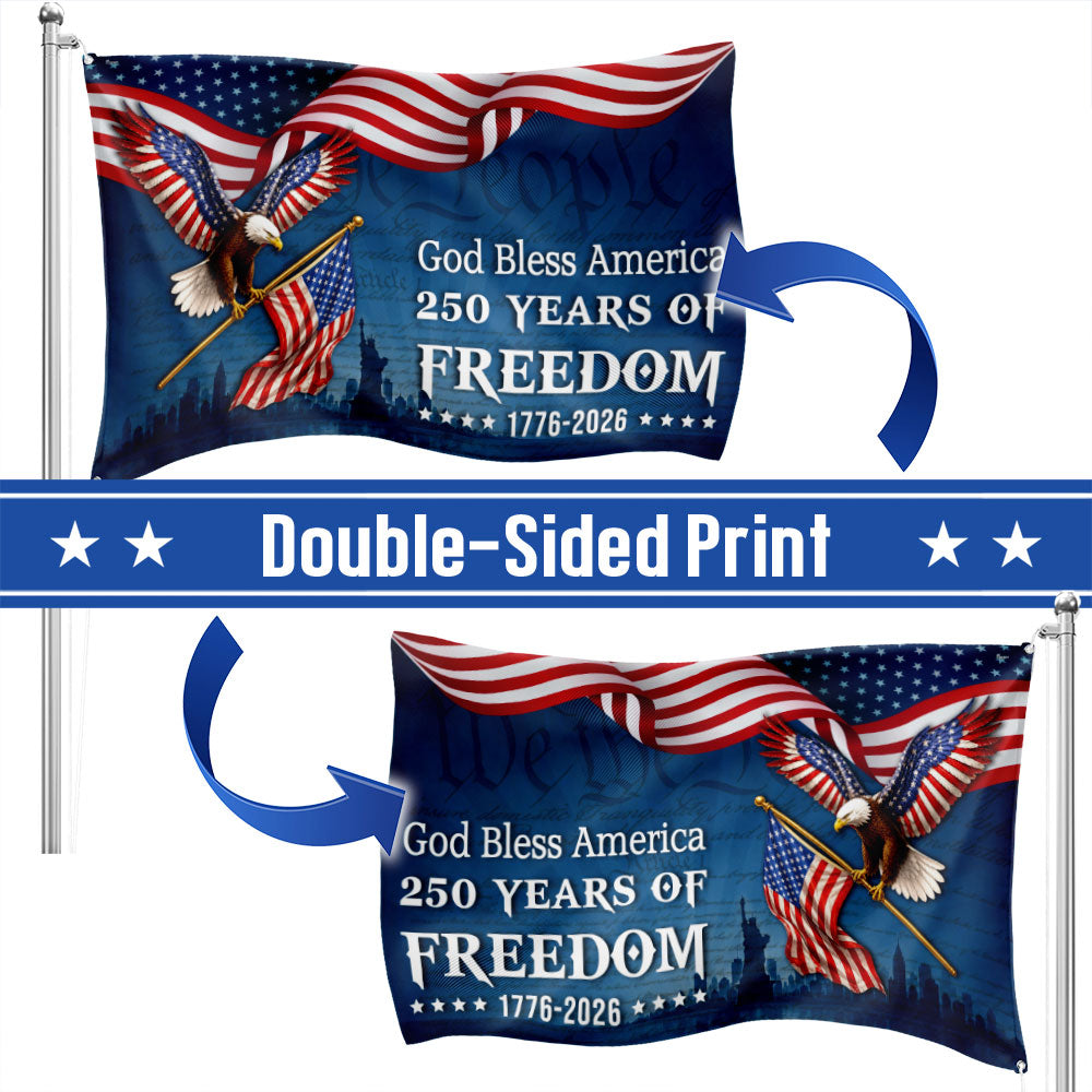 God Bless America Grommet Flag 1776-2026 250 Years of Freedom