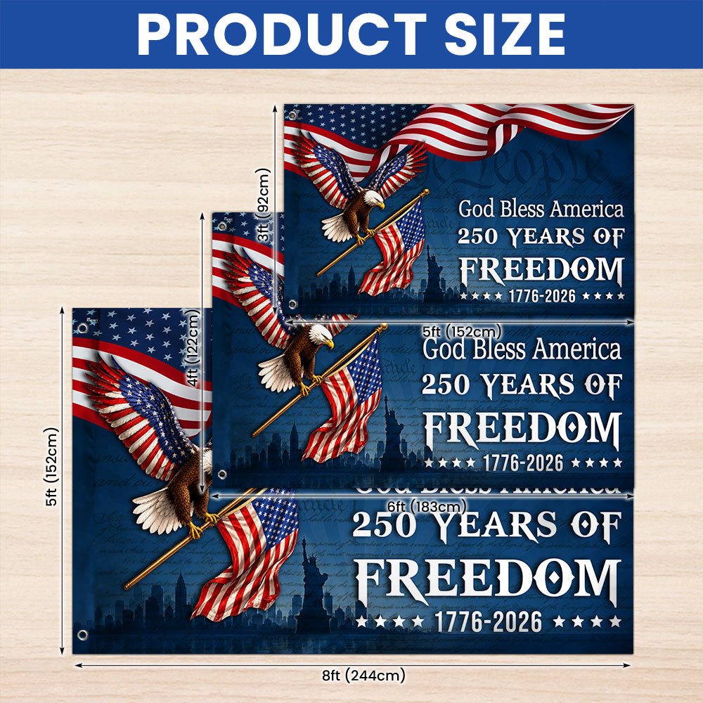 God Bless America Grommet Flag 1776-2026 250 Years of Freedom