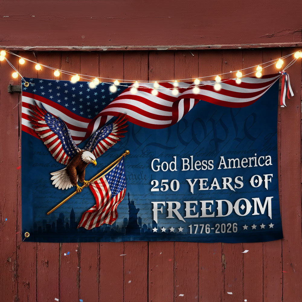 God Bless America Grommet Flag 1776-2026 250 Years of Freedom