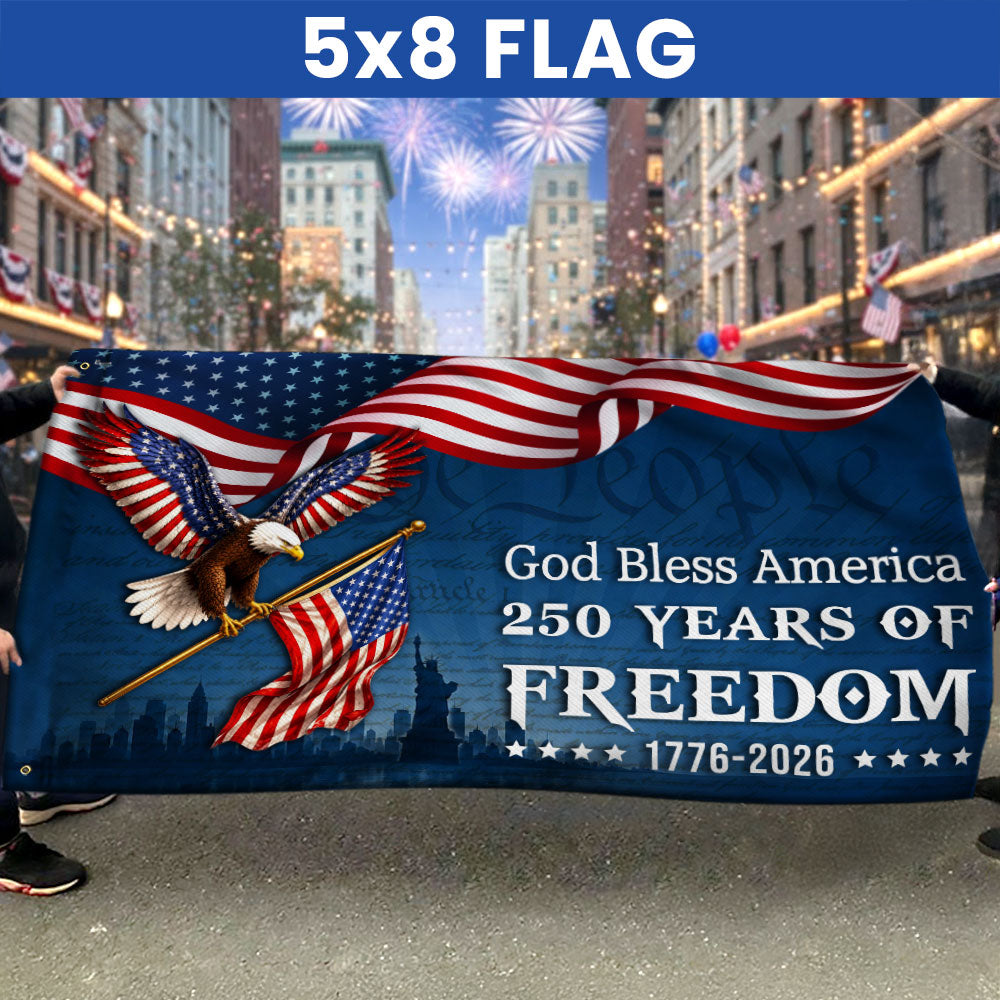 God Bless America Grommet Flag 1776-2026 250 Years of Freedom