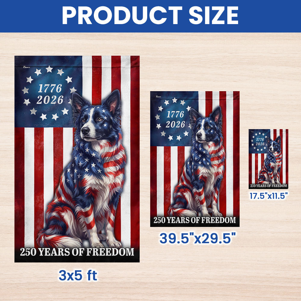 Patriotic Border Collie Garden Flag - 250 Years of Freedom Decor
