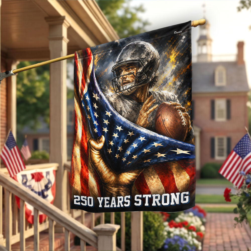 Patriotic American Football Flag - 250 Years Strong Canvas Decor
