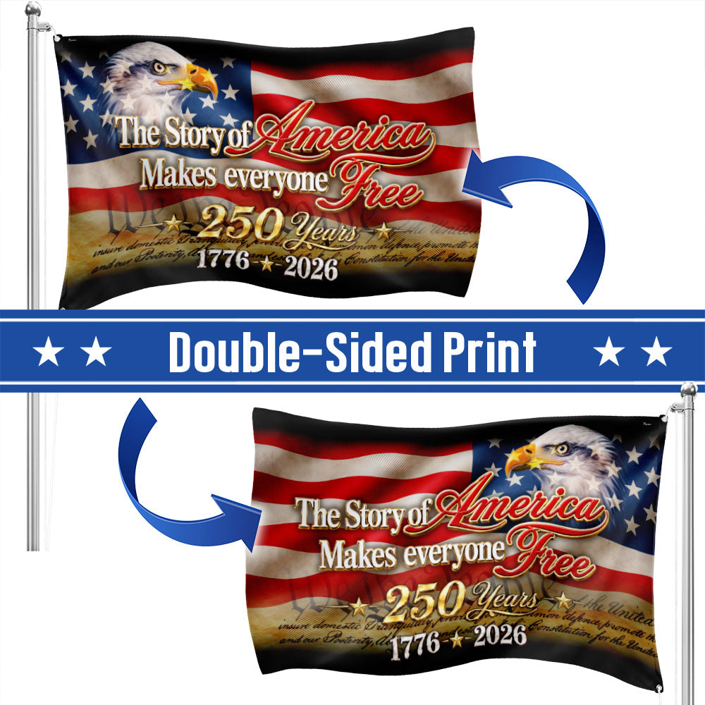 Patriotic Canvas Grommet Flag for 250 Years of Freedom 1776-2026