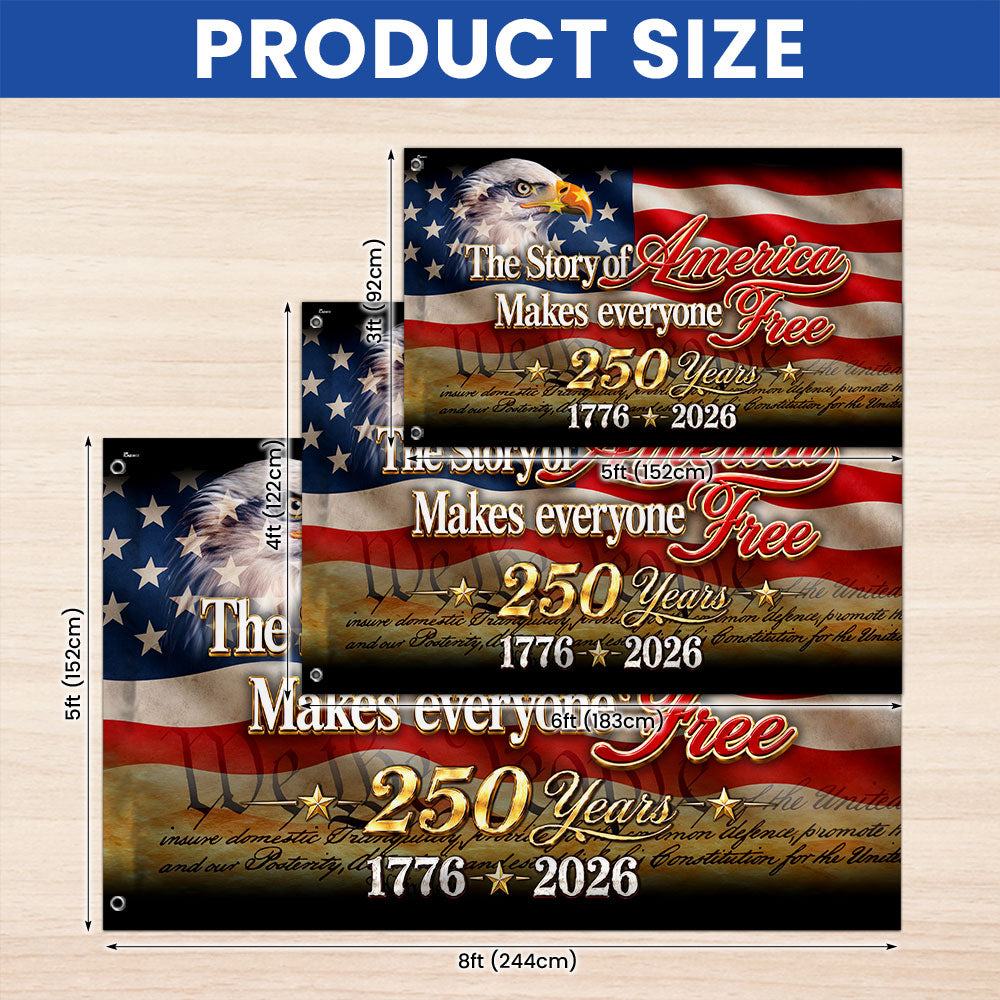 Patriotic Canvas Grommet Flag for 250 Years of Freedom 1776-2026