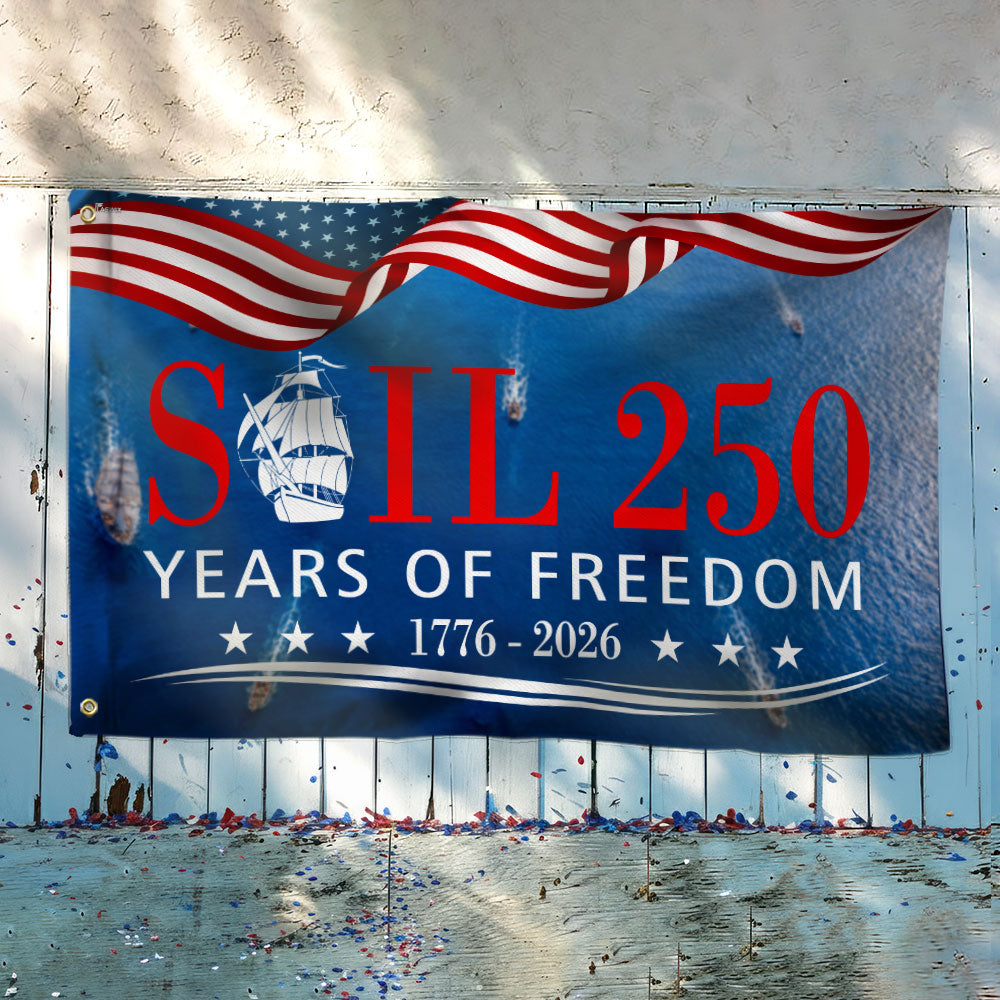 American Grommet Flag 250 Years of Freedom Patriotic Tall Ships 1776-2026