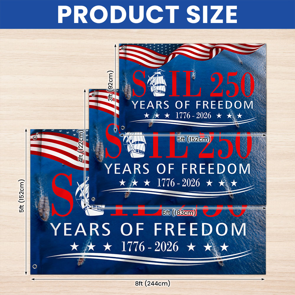 American Grommet Flag 250 Years of Freedom Patriotic Tall Ships 1776-2026