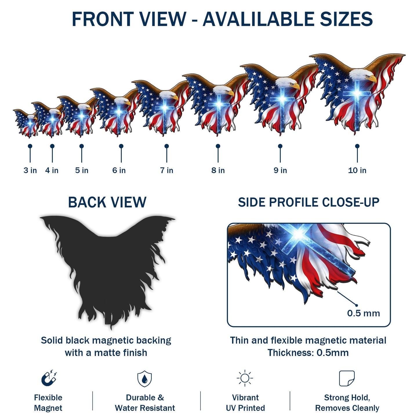 Patriotic Christian Eagle Cross Car Magnet